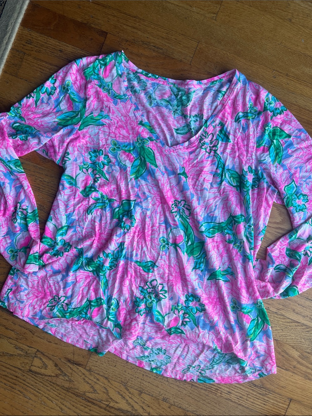 Lilly Pulitzer Etta V-Neck Long Sleeve the brand's vibrant "Try your zest” XXL - Picture 3 of 5